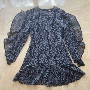 Keepsake Engage Navy Blue Lace Long Sleeve Dress